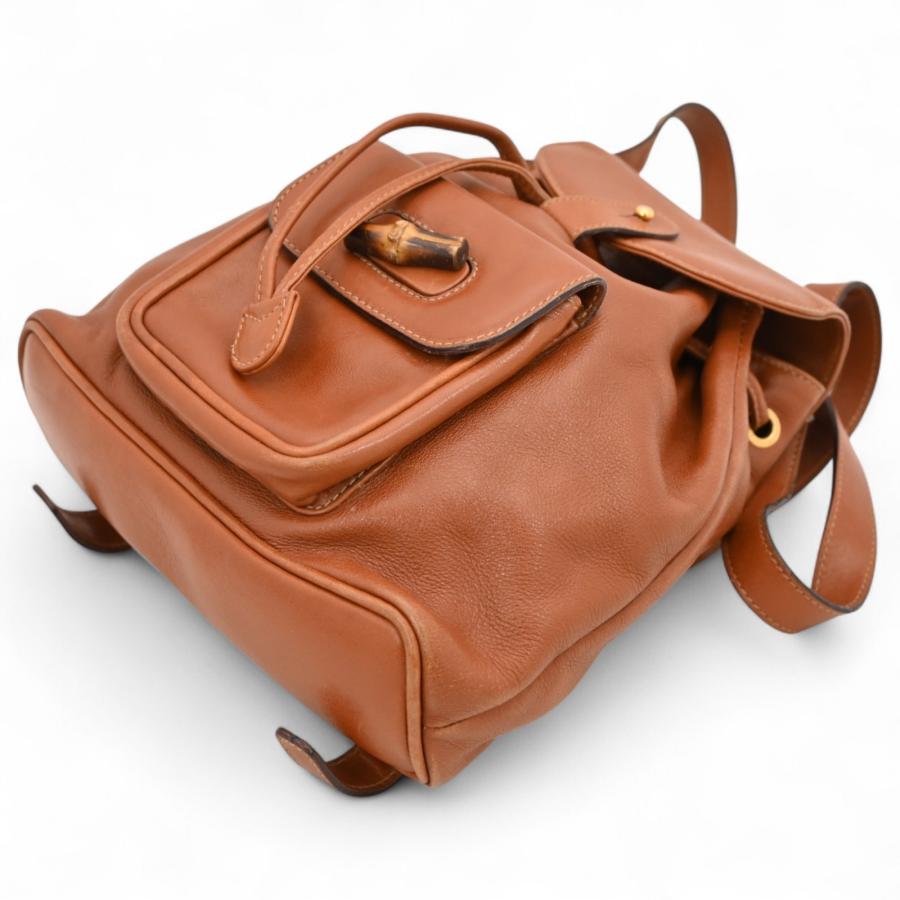 GUCCI（グッチ） バンブー レザー リュック ブラウン Bランク gu6417cc