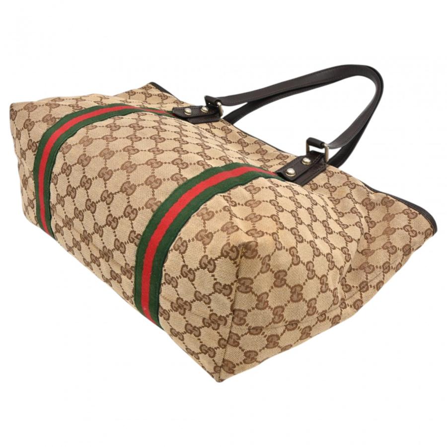 値引✨GUCCI】グッチ ベージュ＆エボニーオリジナルGGキャンバスハイヒール GUCCI（グッチ） 【中古】グッチ GGキャンバス シェリーライン トート