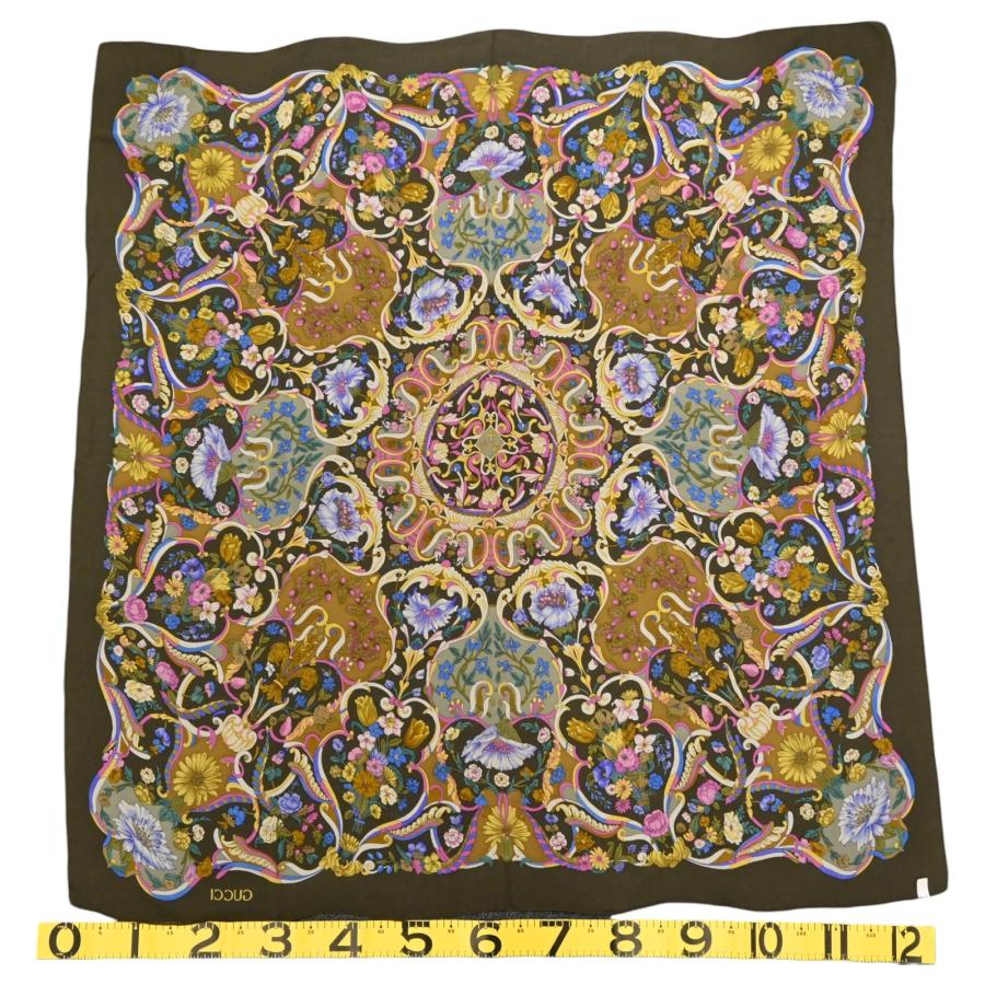 GUCCI（グッチ） 【中古】グッチ 花柄 スカーフ ロココ調装飾柄 シルク