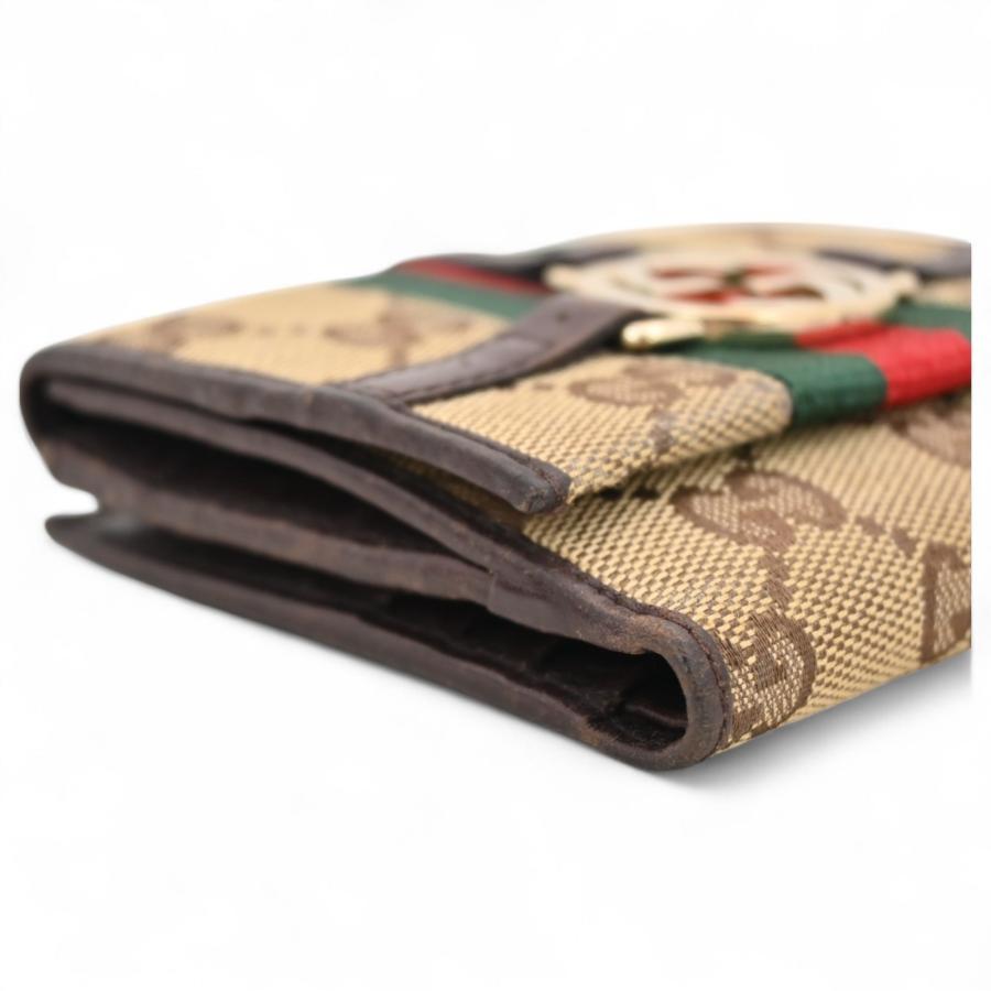 GUCCI グッチ GGキャンバス シェリーライン 二つ折り財布 Bランク  