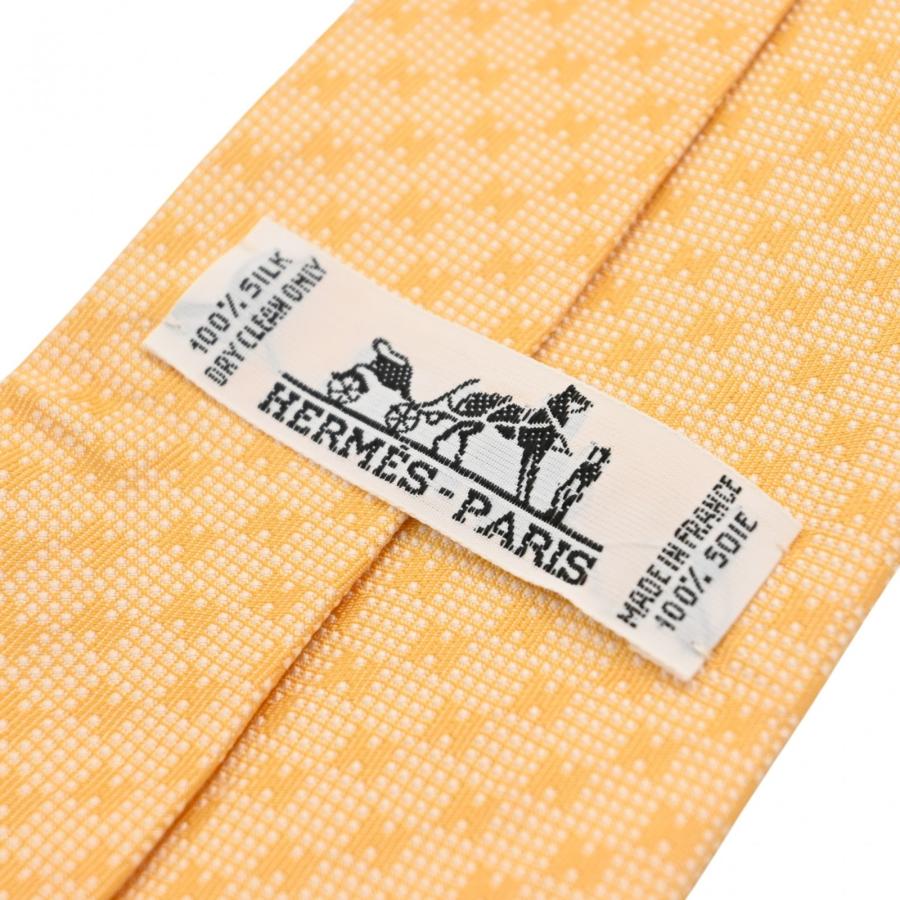 【中古】エルメス Hロゴ ドット ネクタイ シルク 総柄 メンズ 仕事 ビジネス 箱付き イエロー Aランク he1510kk HERMES（エルメス） 【中古】エルメス Hロゴ ドット ネクタイ シルク