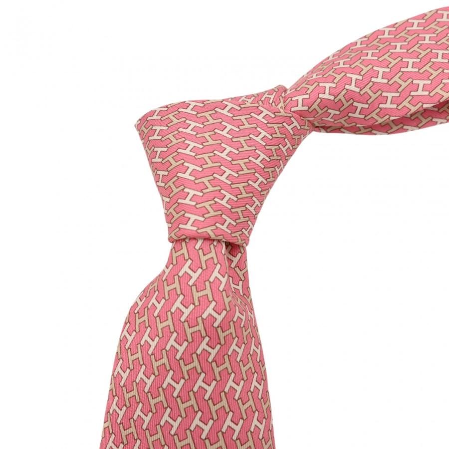 HERMES（エルメス） 【中古】エルメス Hロゴ ネクタイ シルク 総柄