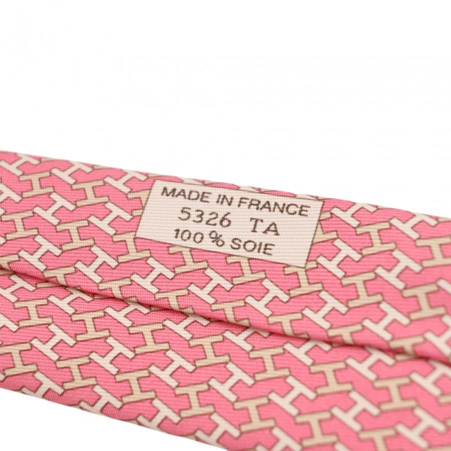 新品　HERMES Hロゴニットタイ メッシュ シルク ネクタイ エルメス　箱付 HERMES（エルメス） 【中古】エルメス Hロゴ ネクタイ シルク 総柄