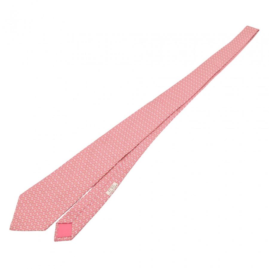 【中古】エルメス Hロゴ ネクタイ シルク 総柄 メンズ 仕事 ビジネス 箱付き ピンク Aランク he1810ss HERMES（エルメス） 【中古】エルメス Hロゴ ネクタイ シルク 総柄