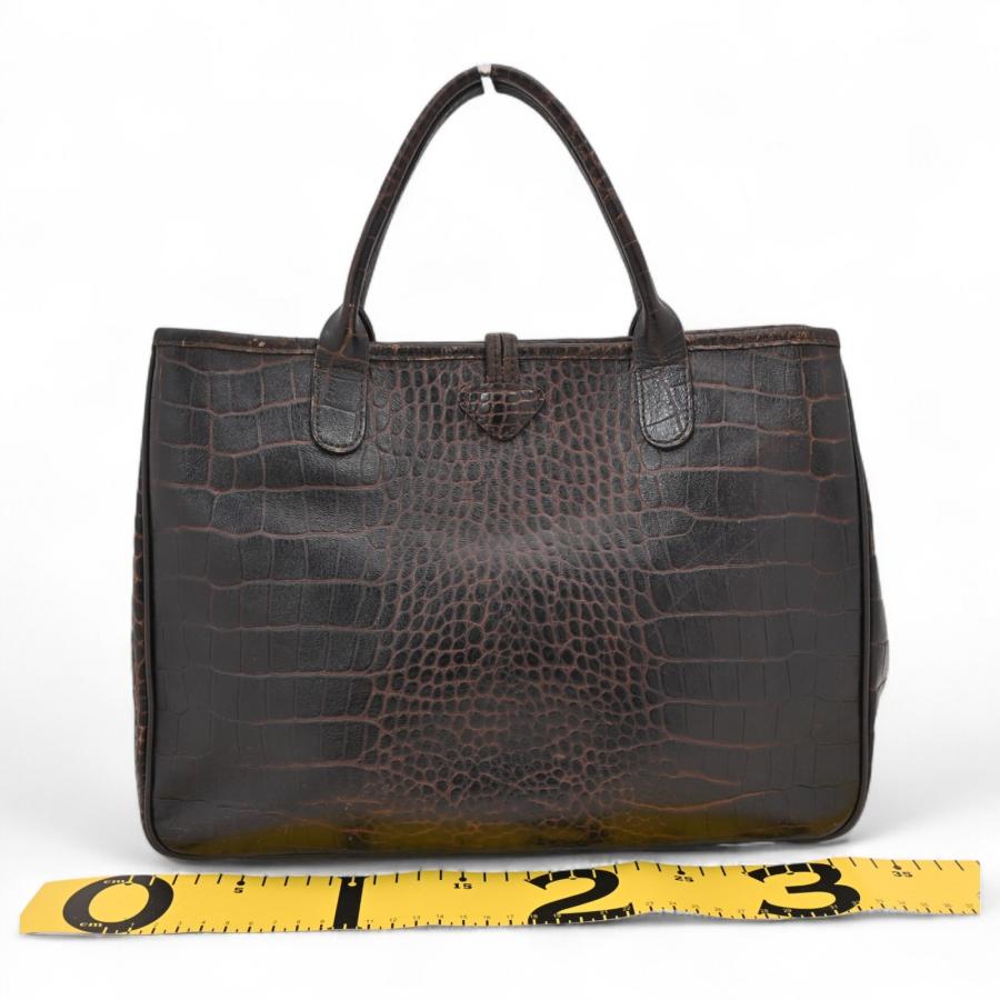 ロンシャン　ロゾ　ハンドバッグ　レザー　黒オレンジ LONGCHAMP（ロンシャン） トートバッグ バイカラー オレンジ×黒 レザー