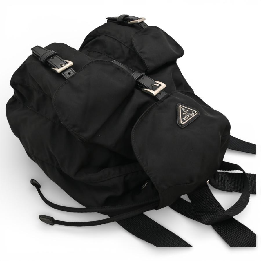 プラダ ロゴプレート スモール バックパック リュック ブラック Bランク pr1339rr | PRADA | 02