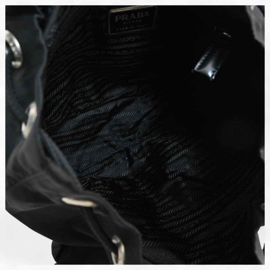 プラダ ロゴプレート スモール バックパック リュック ブラック Bランク pr1339rr | PRADA | 09