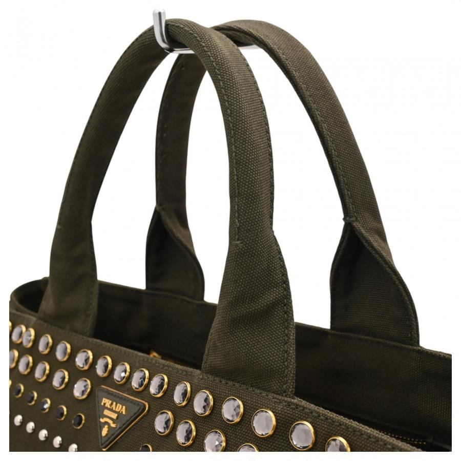 プラダ カナパ ビジュー トートバッグ グリーン Bランク pr5050cd | PRADA | 06