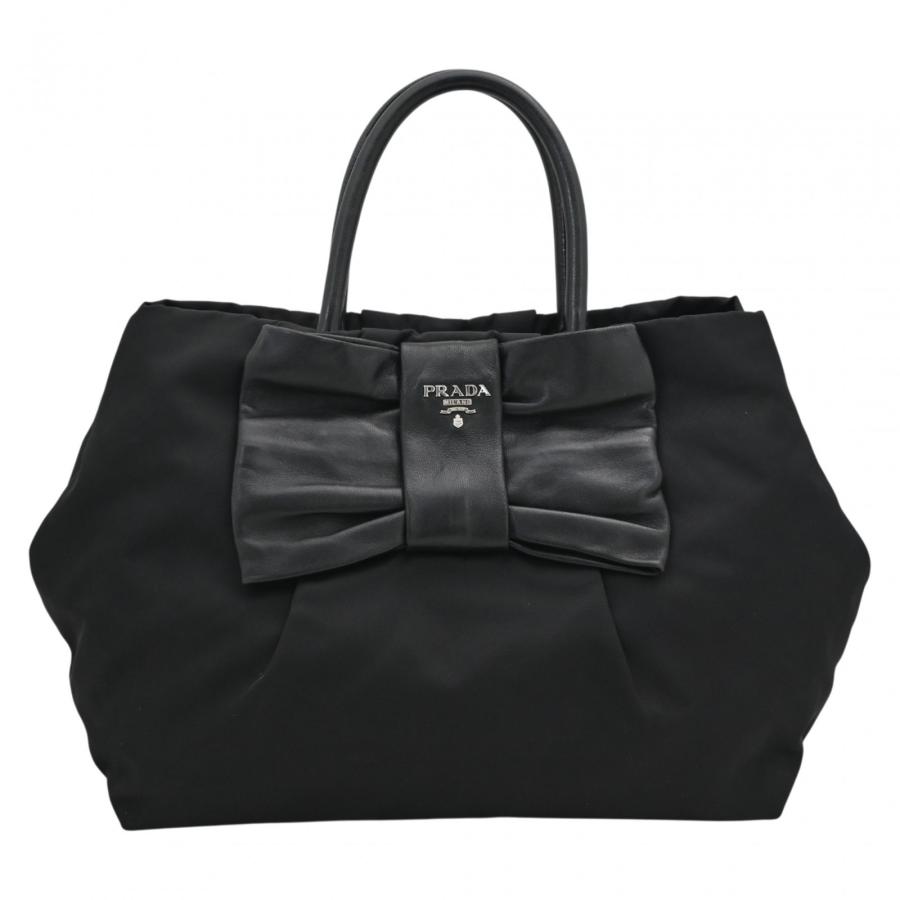 PRADA（プラダ） 【中古】プラダ ハンドバッグ リボン ナイロン ロゴ