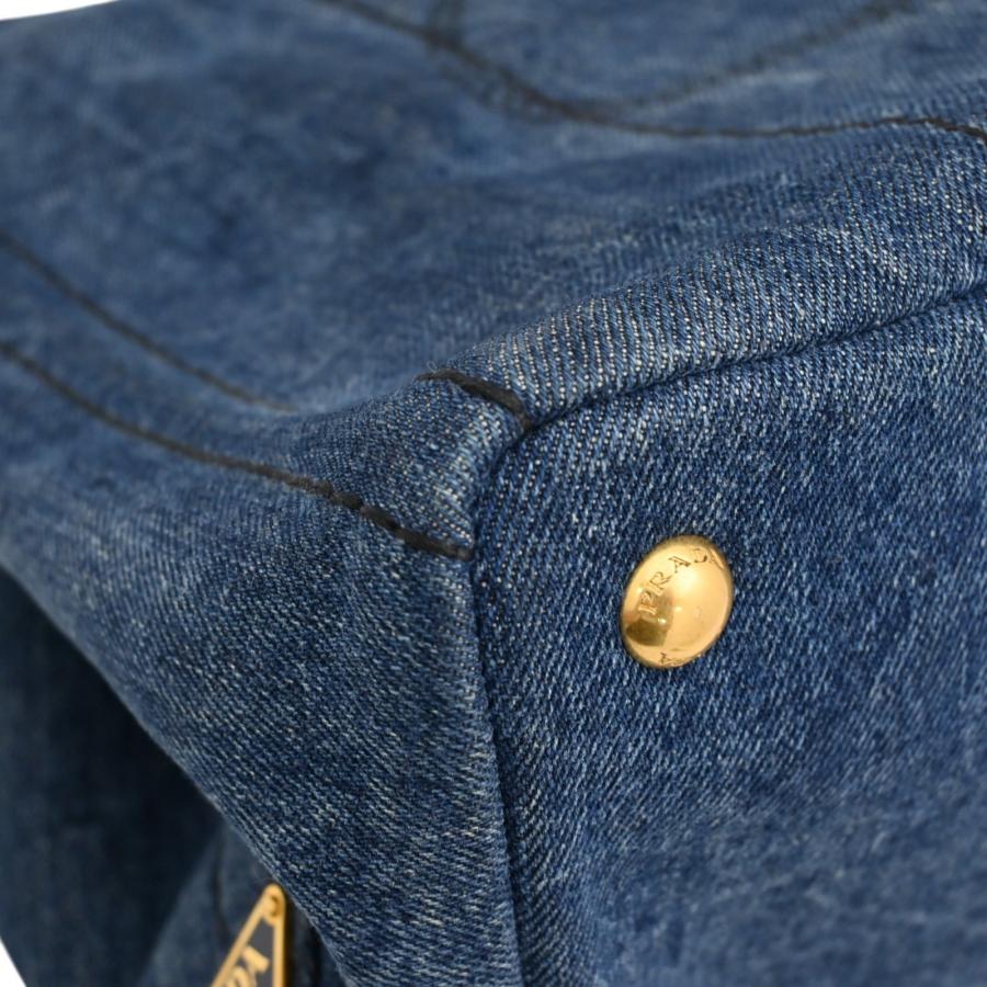 PRADAカナパ⭐︎デニム✖︎ゴールドバック PRADA（プラダ） 【中古】プラダ カナパ トートバッグ ロゴ デニム