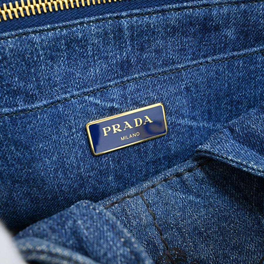 PRADAカナパ⭐︎デニム✖︎ゴールドバック PRADA（プラダ） 【中古】プラダ カナパ トートバッグ ロゴ デニム