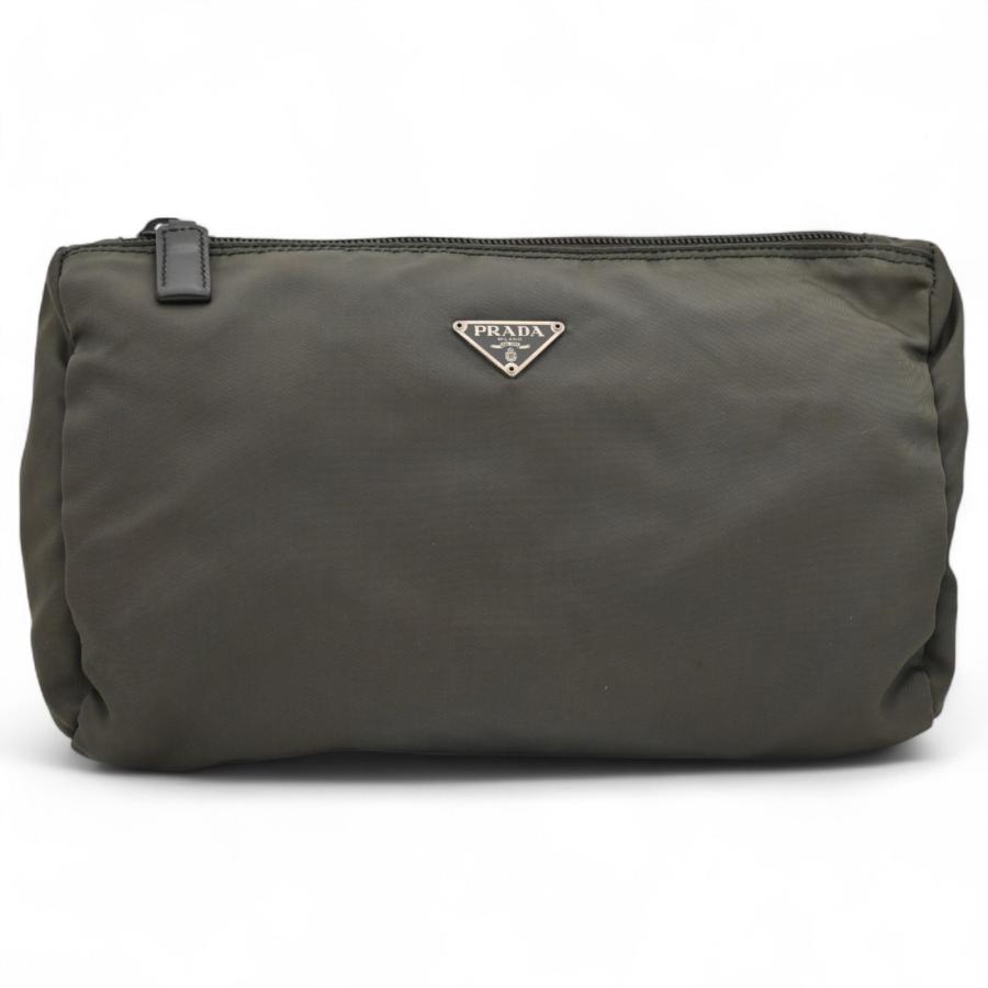 プラダ コスメポーチ グレー ナイロン Aランク pr7705bf : アース  