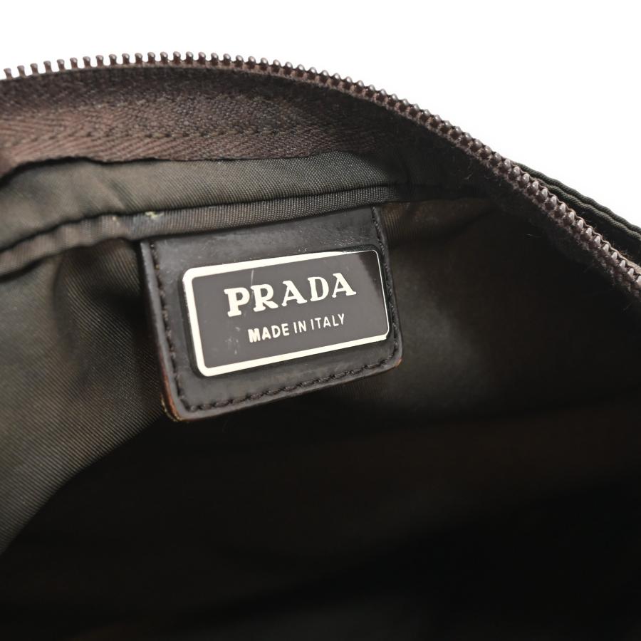 良品 PRADA ロゴ プレート ナイロン ショルダーバッグ ビンテージ メンズ PRADA（プラダ） ロゴプレート ナイロン ショルダーバッグ カーキ B