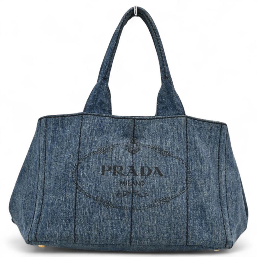 PRADA デニムハンドバッグ ダークブルー プラダ PRADA カナパトートバッグ ブルー デニム レディース