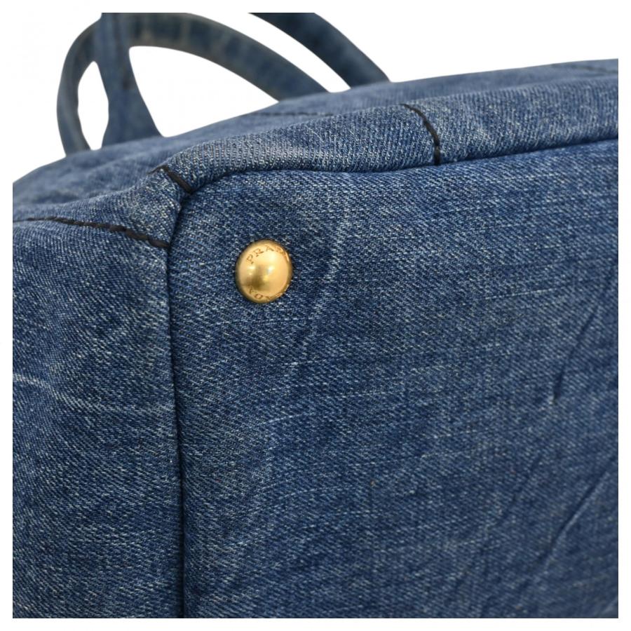 PRADA（プラダ） カナパ デニム トートバッグ ハンドバッグ ブルー B  