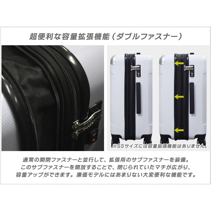 スーツケース Lサイズ 超軽量 容量拡張機能付き キャリーケース トランク 旅行用 バッグ 大容量 100L ダブルキャスター TSA 大型 158cm以下 6262-L | スマートバード | 06
