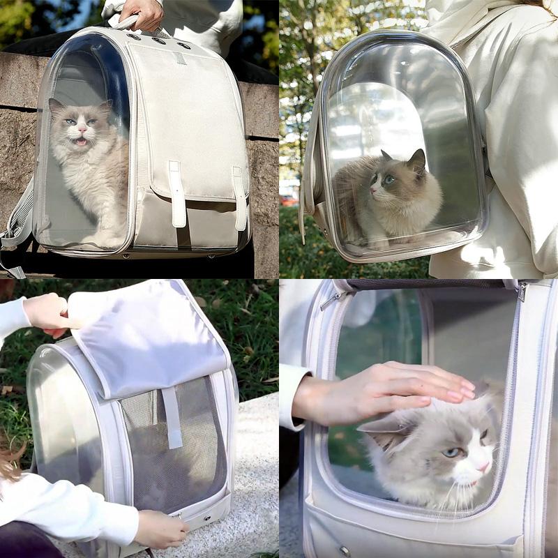 ペットキャリー リュック キャリーバック 軽量 折りたたみ 透明パネル