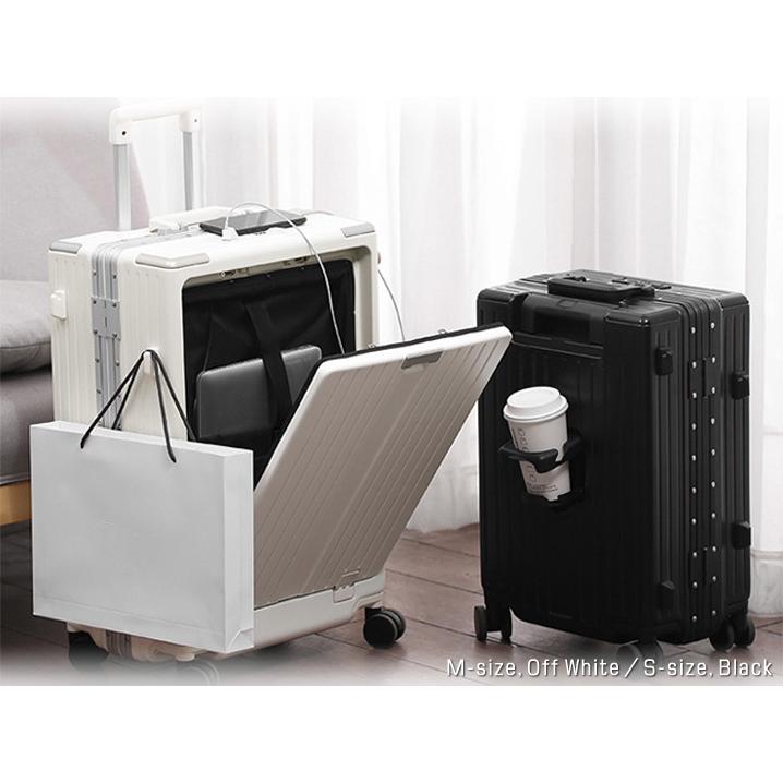 スーツケース フロントオープン Mサイズ フレームタイプ キャリー