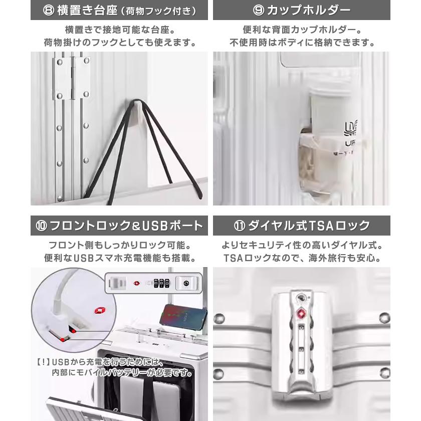 スーツケース フロントオープン Mサイズ フレームタイプ キャリーケース トランク 前開き 大容量 おしゃれ かわいい 中型 3泊4日〜 4泊 5泊 SB62-M_9