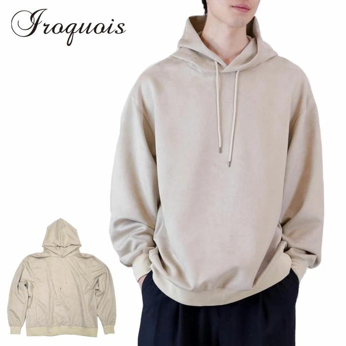 Iroquois イロコイ パーカー CARDBOARD SUEDE HOODIE ベージュ S-M トップス 179105｜first-stadium