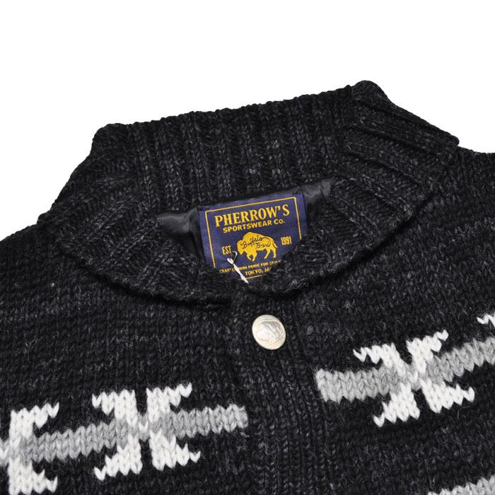 PHERROW'S フェローズ カウチン メンズ ニット カーディガン Pherrow's PHERROW'S フェローズ 23W-PNS-CARDIGAN ネパール