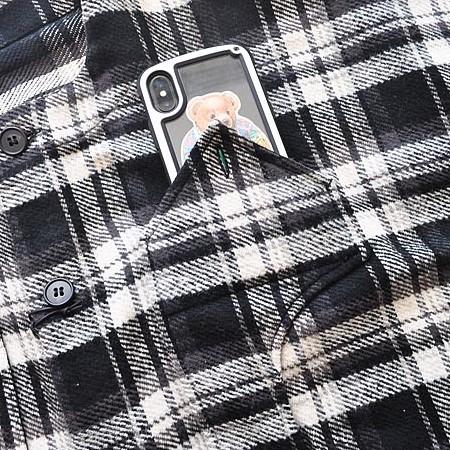 Iroquois イロコイ シャツ TRIPLE YARN SHAGGY CHECK SH ベージュ 黒  