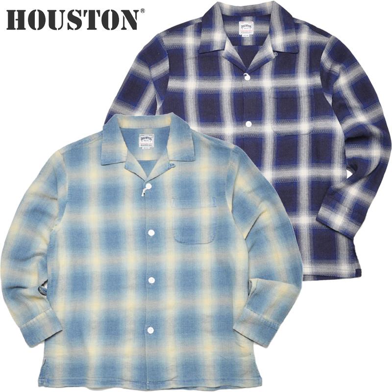 HOUSTON ヒューストン シャツ 41272 INDIGO HB OMBRE CHECK L/S SHIRT インディゴヘリンボーンオンブレーチェック | HOUSTON