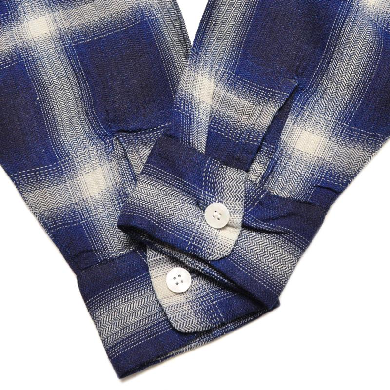 HOUSTON ヒューストン シャツ 41272 INDIGO HB OMBRE CHECK L/S SHIRT インディゴヘリンボーンオンブレーチェック | HOUSTON | 12
