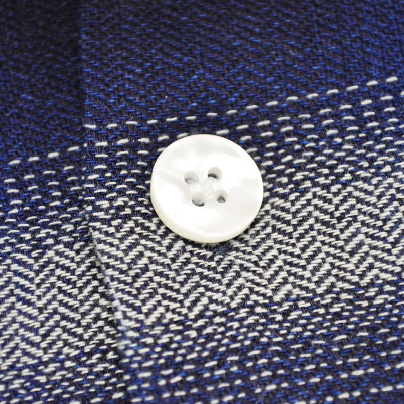 HOUSTON ヒューストン シャツ 41272 INDIGO HB OMBRE CHECK L/S SHIRT インディゴヘリンボーンオンブレーチェック | HOUSTON | 16
