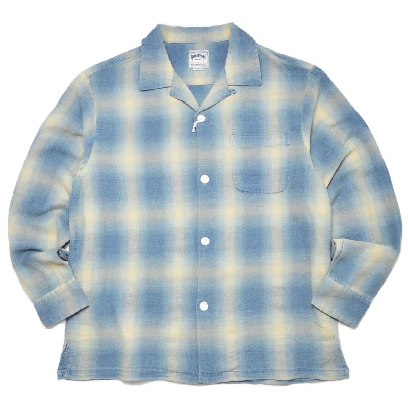 HOUSTON ヒューストン シャツ 41272 INDIGO HB OMBRE CHECK L/S SHIRT インディゴヘリンボーンオンブレーチェック | HOUSTON | 03
