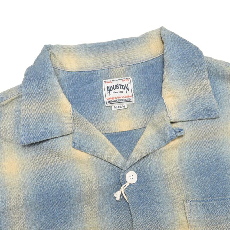 HOUSTON ヒューストン シャツ 41272 INDIGO HB OMBRE CHECK L/S SHIRT インディゴヘリンボーンオンブレーチェック | HOUSTON | 07