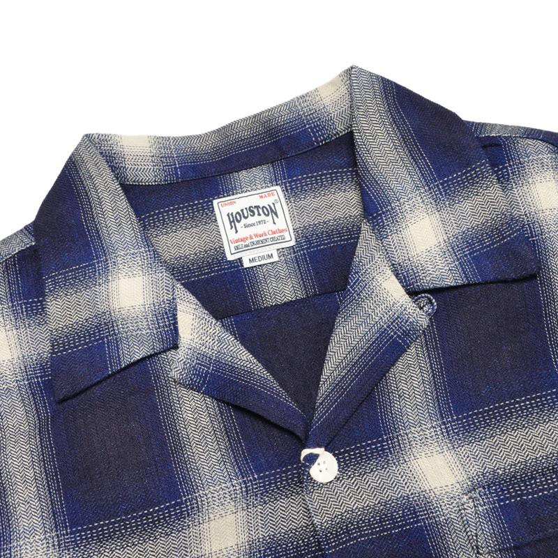 HOUSTON ヒューストン シャツ 41272 INDIGO HB OMBRE CHECK L/S SHIRT インディゴヘリンボーンオンブレーチェック | HOUSTON | 08