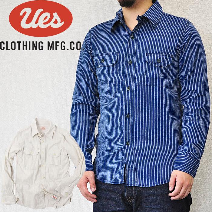 I*e様 UES インディゴストライプ 長袖ネルシャツ② 楽天市場】UES ウエス