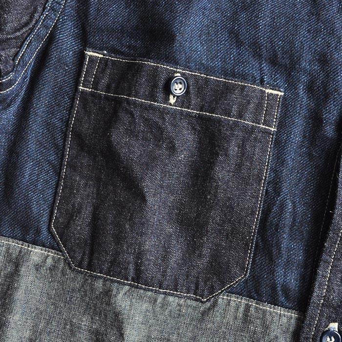 NIGEL CABOURN ナイジェルケーボン シャツ PATCHWORK INDIGO SHIRT