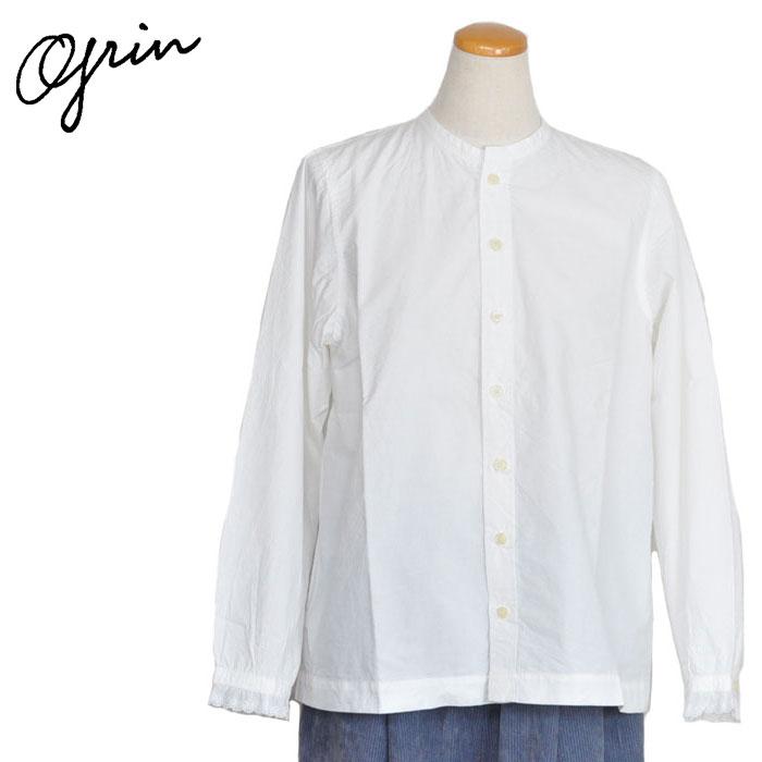grin（グリン） シャツ ブラウス 綿麻ダンプ スタンドシャツ 8234T-003 