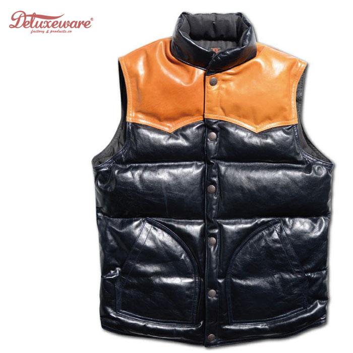 DELUXEWARE　D-24　ダウンベスト　黒　サイズS　デラックスウェア DELUXEWARE（デラックスウエア） ダウンベスト D-24 HORSE DOWN VEST
