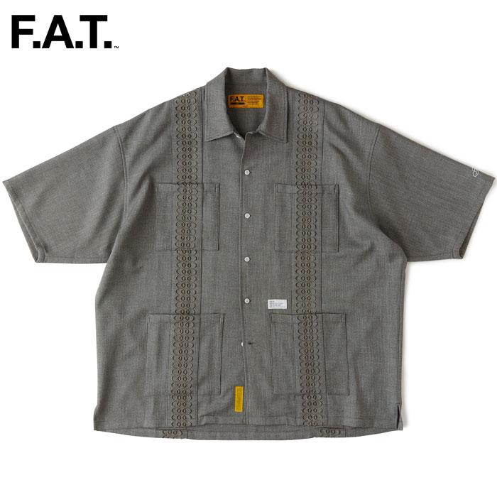 FAT エフエーティー キューバシャツ風 半袖シャツ 刺繍ビッグシルエット FAT エフエーティー シャツ CANSECO F32310-SH18 キューバシャツ 半袖