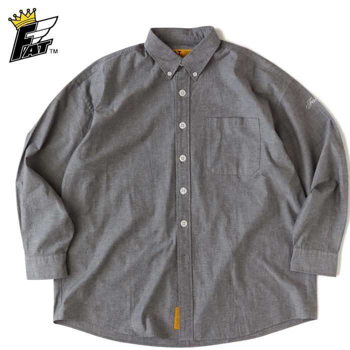 極美品FAT 厚手コットン ピグメント加工シャツ SKINNY(L) グレー系 FAT エフエーティー シャツ DEKA CHAM F32320-SH01 シャンブレーシャツ