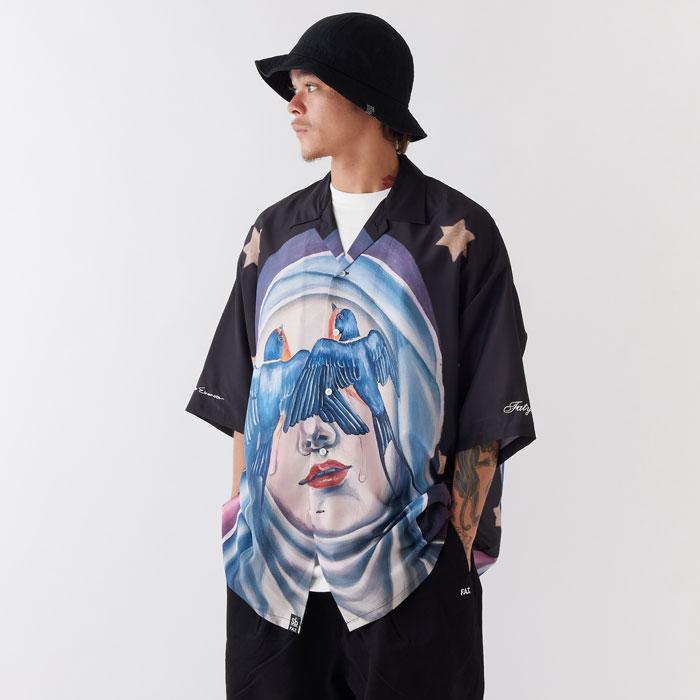 FAT / M.E HOPE/半袖シャツ/TITCH/--/ポリエステル/総柄/F32410-SH11 FAT エフエーティー シャツ M.E.