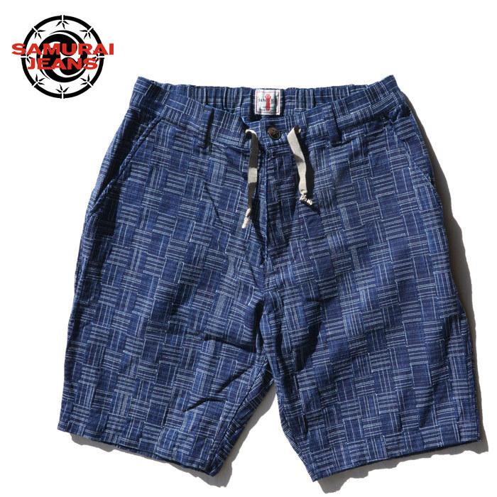 サムライジーンズ SAMURAI JEANS ショーツ SJSP22-IK 藍枷染め市松絣
