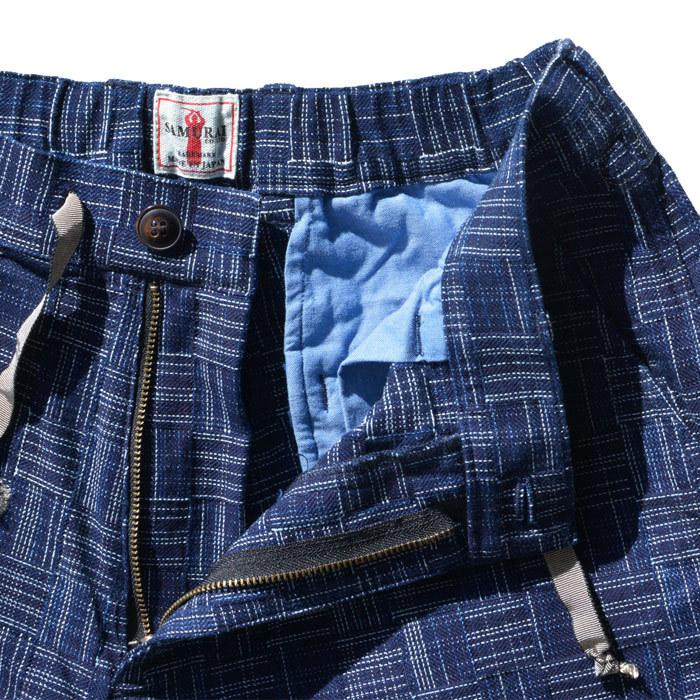 サムライジーンズ SAMURAI JEANS ショーツ SJSP22-IK 藍枷染め市松絣