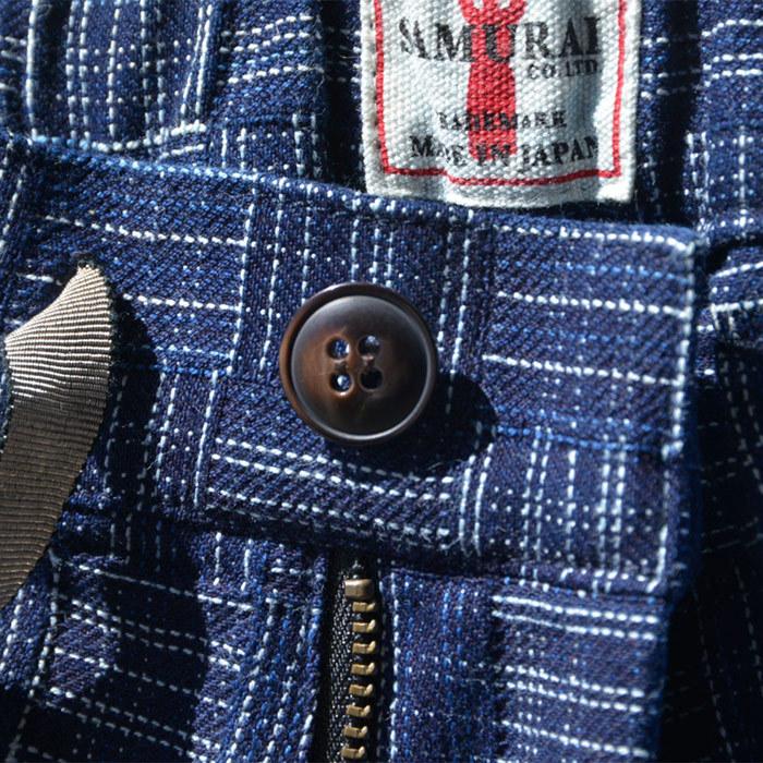 サムライジーンズ SAMURAI JEANS ショーツ SJSP22-IK 藍枷染め市松絣