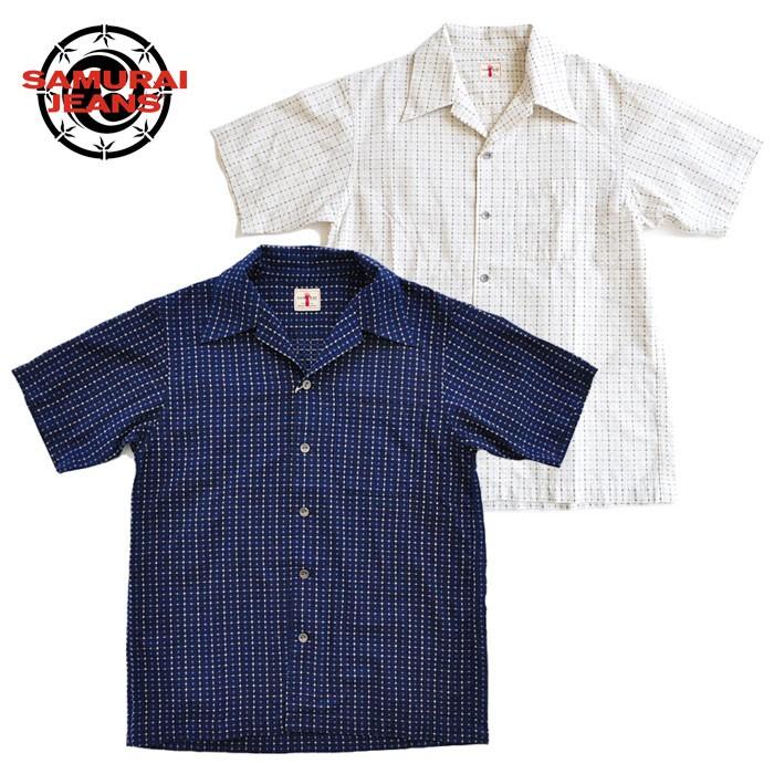 サムライジーンズ SAMURAI JEANS シャツ 刺し子オープンカラーシャツ