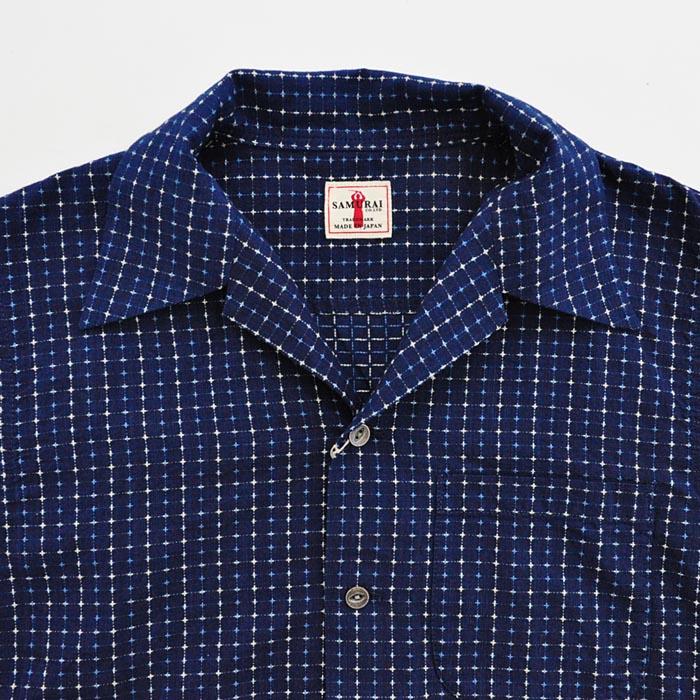 サムライジーンズ SAMURAI JEANS シャツ 刺し子オープンカラーシャツ