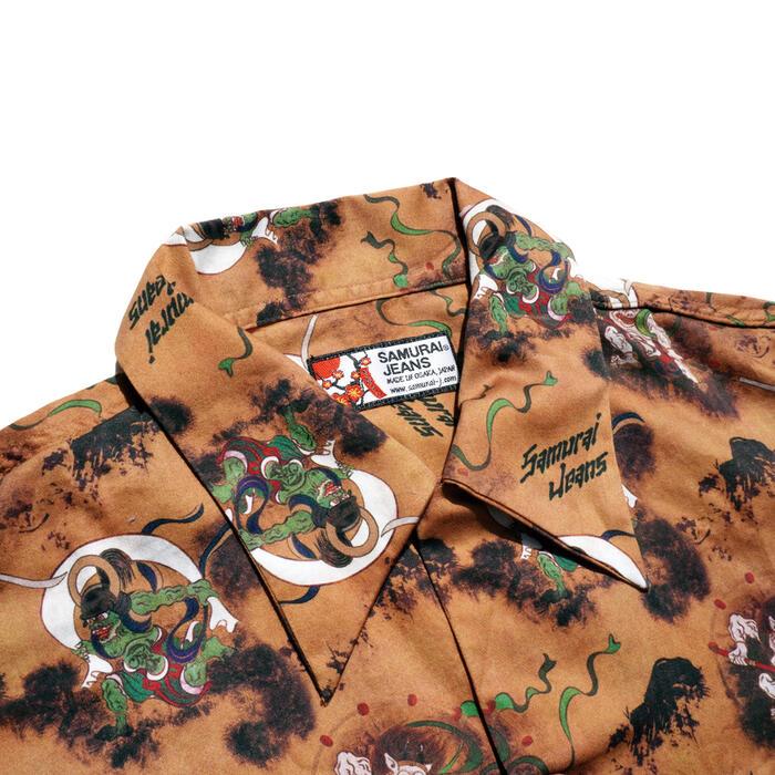 サムライジーンズ SAMURAI JEANS シャツ SSA23-FR 風神雷神柄