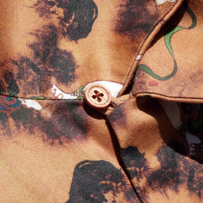 美品　SAMURAI JEANS　サムライジーンズ　アロハシャツ 　フラワー柄L サムライジーンズ SAMURAI JEANS シャツ SSA23-FR 風神雷神柄