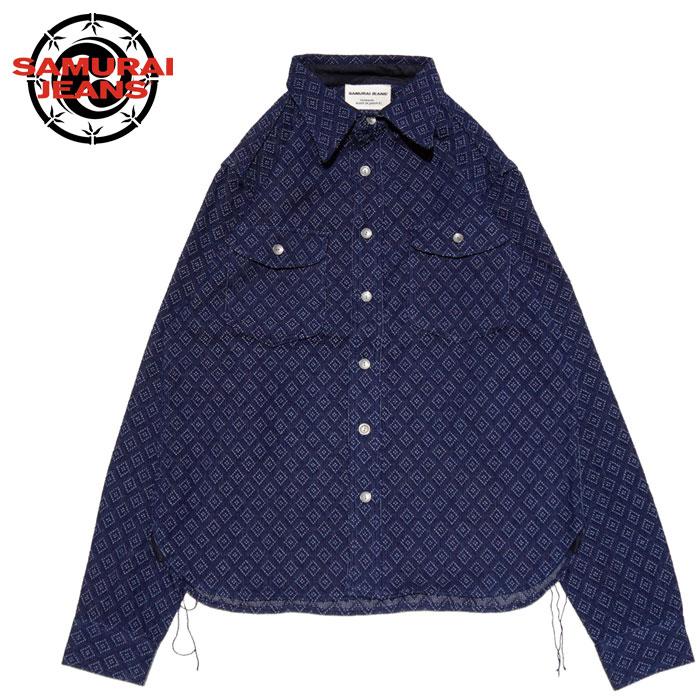 訳あり‼️サムライジーンズ　ケマモンワークシャツ　デニムシャツ XXL サムライジーンズ SAMURAI JEANS シャツ SSS23-SSK 藍刺子生地ワーク