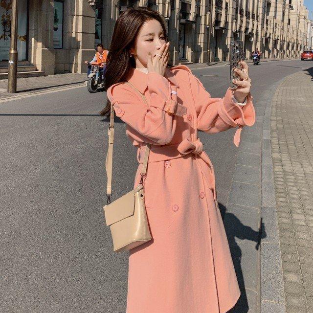 芸能人愛用 ロングコート 可愛い 韓国 コート ピンク 通勤 秋冬 大きいサイズ トレンチコート ロング チェスターコート 冬 レディース アウター トレンチコート サイズ L Www Gatorheatandair Com
