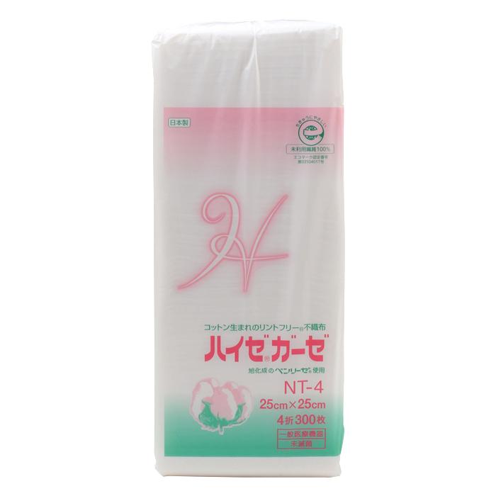 新品未開封 300枚 6袋 ハイゼガーゼ 不織布 川本産業 ハイゼガーゼ NT-4 25cm×25cm 4折 (300枚入) 不織布ガーゼ