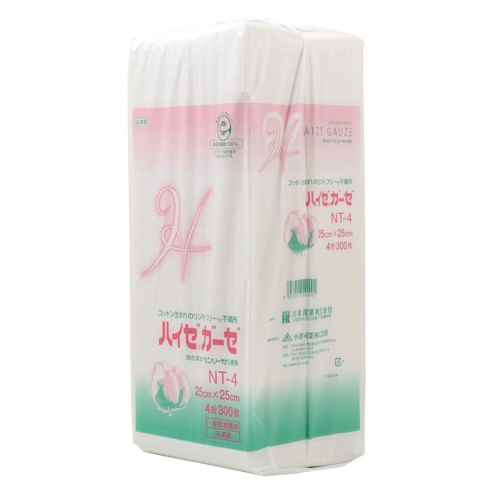 川本産業 ハイゼガーゼ NT-4 25cm×25cm 4折 (300枚入) 不織布ガーゼ